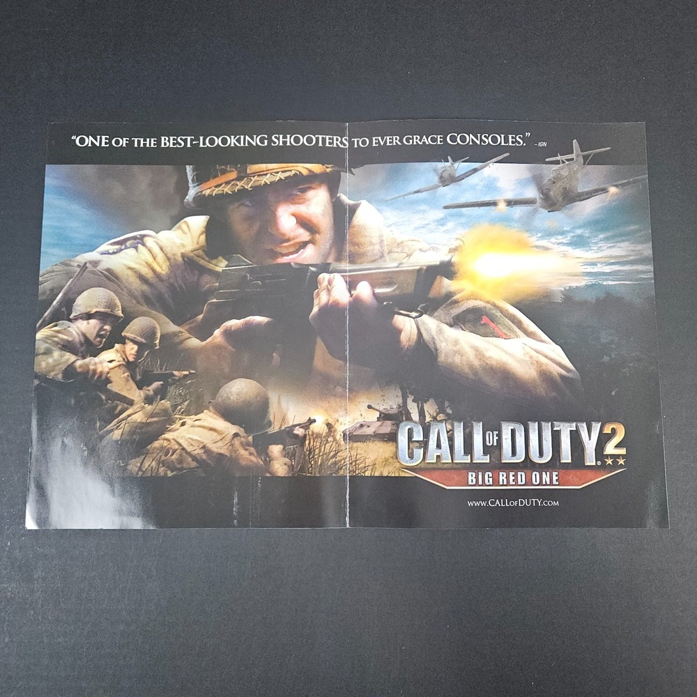 2005 Call of Duty 2 Video Game Double-Sided 2-Page Spread Print Ad‎ Activision